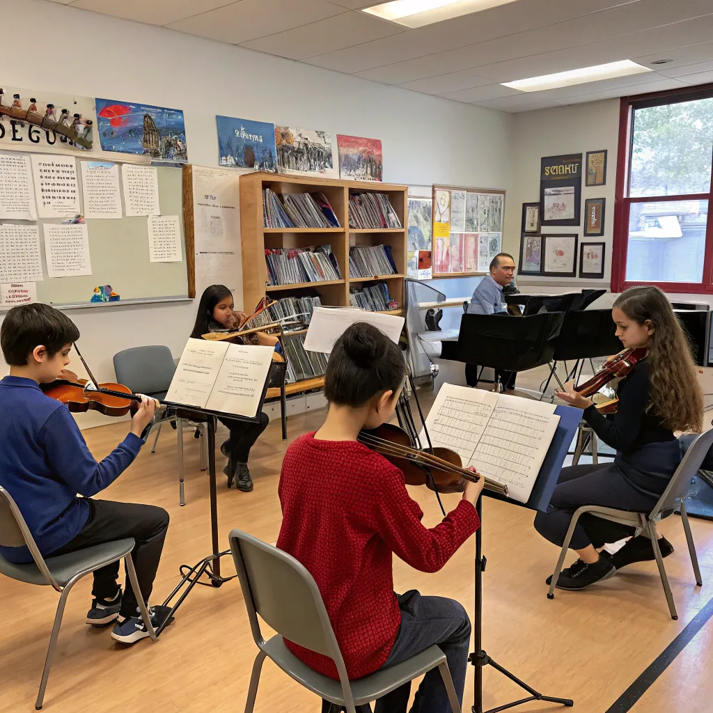 Students attending a class at MELNOVIX Music School