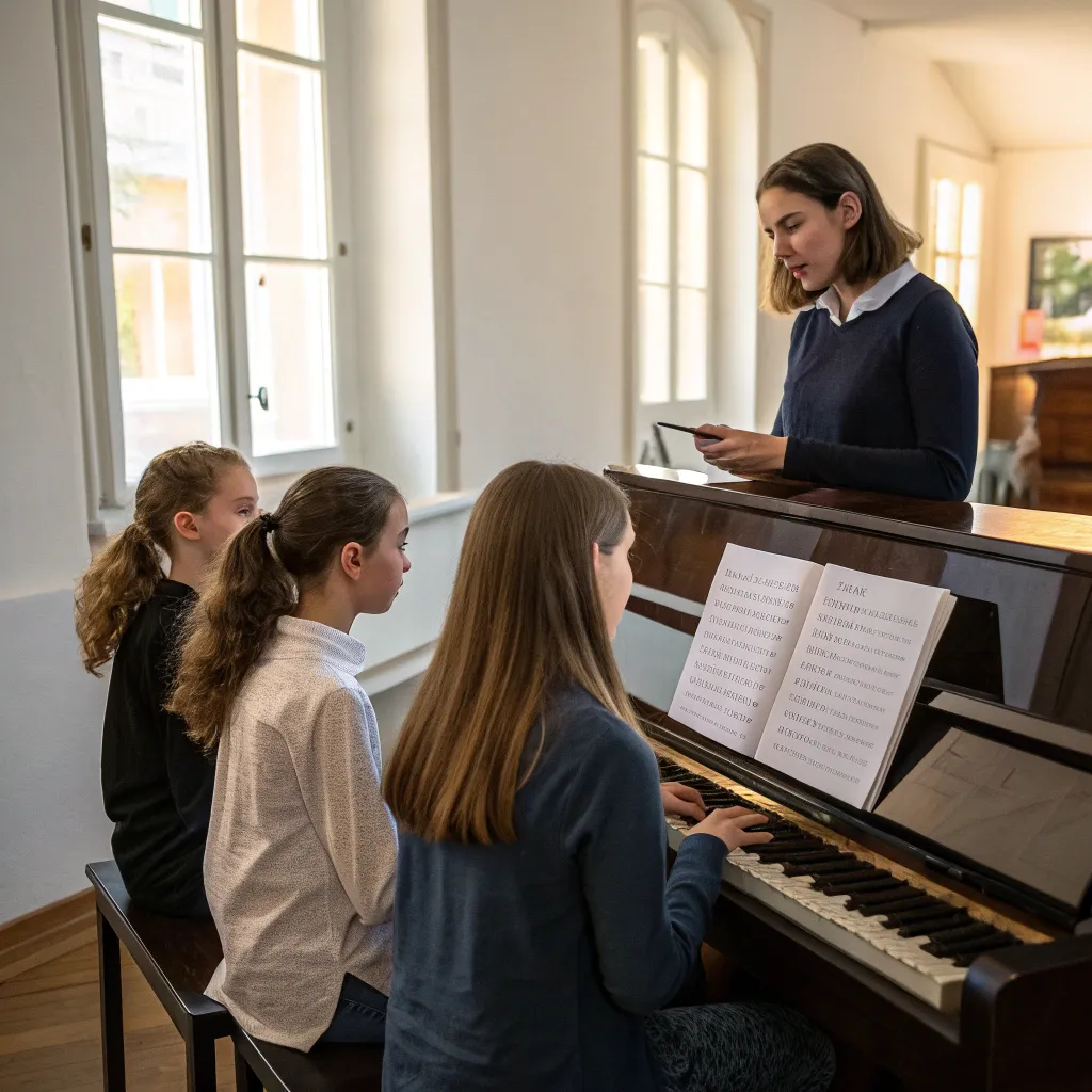 Music students having a lesson
